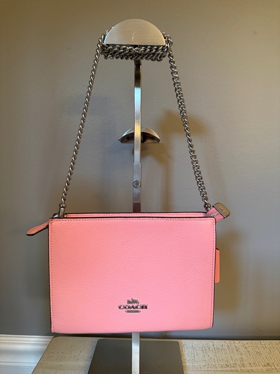 Coach Handbags - Coach Pink Leather Crossbody with Silver Chain Strap
